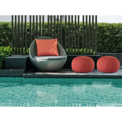 Pouf PREMIUM ø45cm Sitzhocker Strickpouf Innen Terrasse Pool Garten nachhaltig