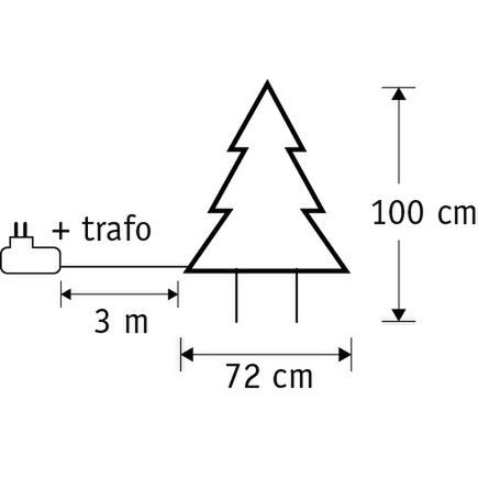 Garden d'Light Weihnachtsbaum-Gartenstecker mit klassischer weißer LED-Beleuchtung – L72 x H100 cm – Schwarz