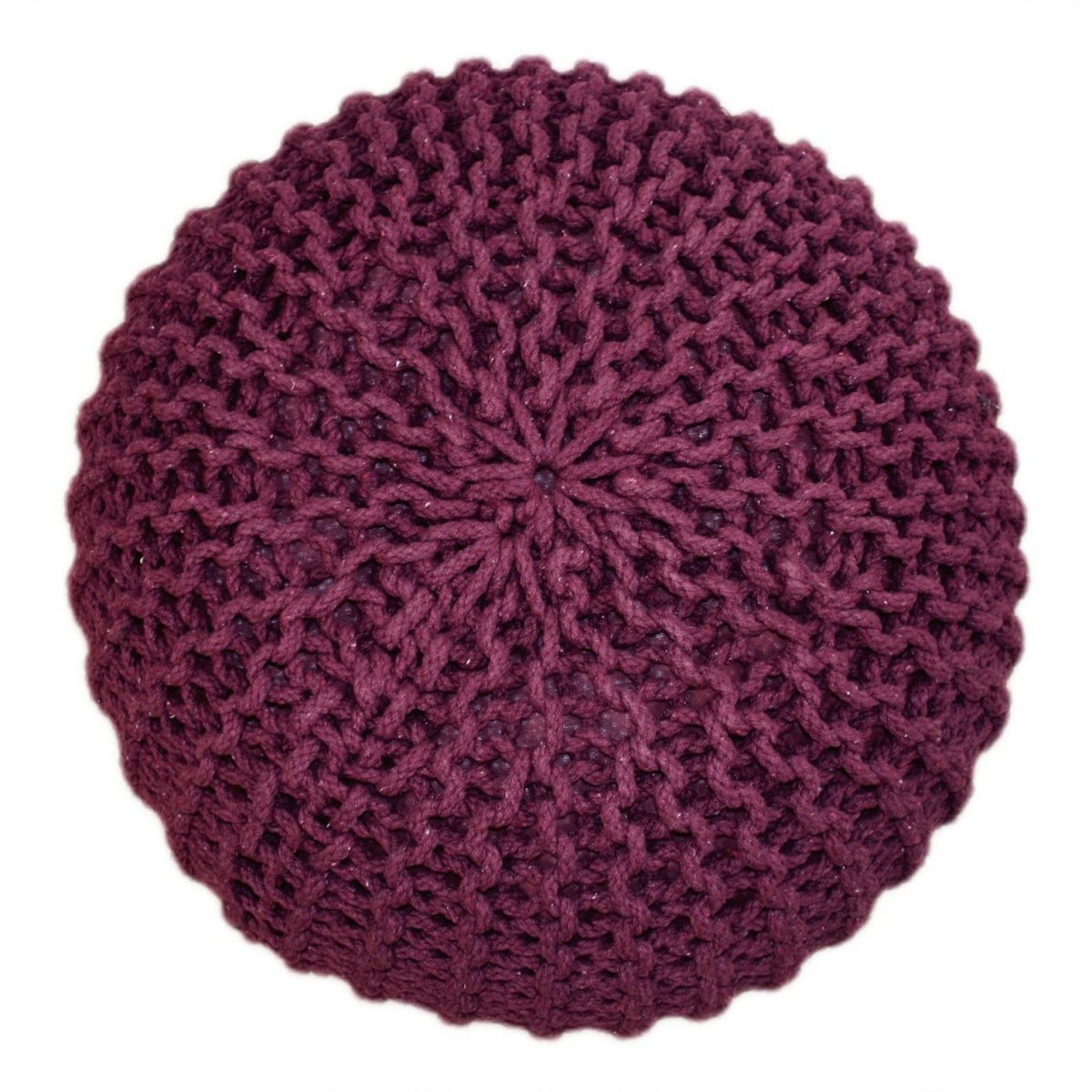 Pouf Ø 55 cm Strickhocker Sitzpouf Sitzpuff Bodenkissen Grobstrick-Optik extrahoch Höhe 37 cm