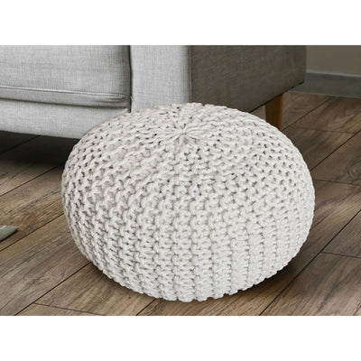 Strickhocker Pouf Ø 45 H 30 cm cm Sitzpouf Strick Bodenkissen