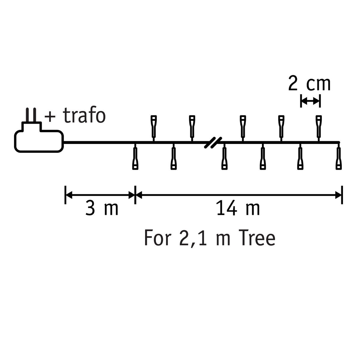 Lichterkette-Weihnachtsbaumbeleuchtung mit 700 LED-Lichtern – L1400 cm – Warmweiß