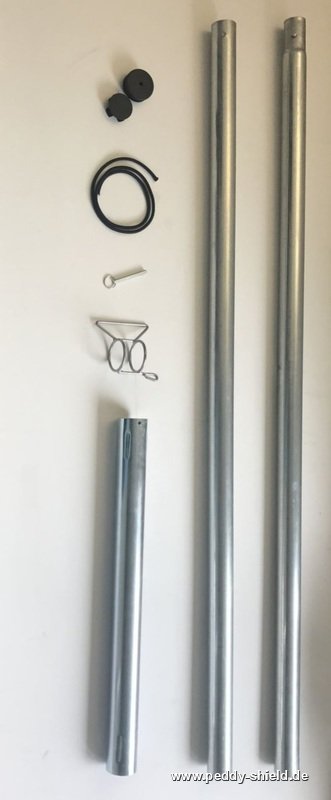 Sonnensegelmast stufenlos höhenverstellbar aus Stahl Länge ca. 250 cm silber