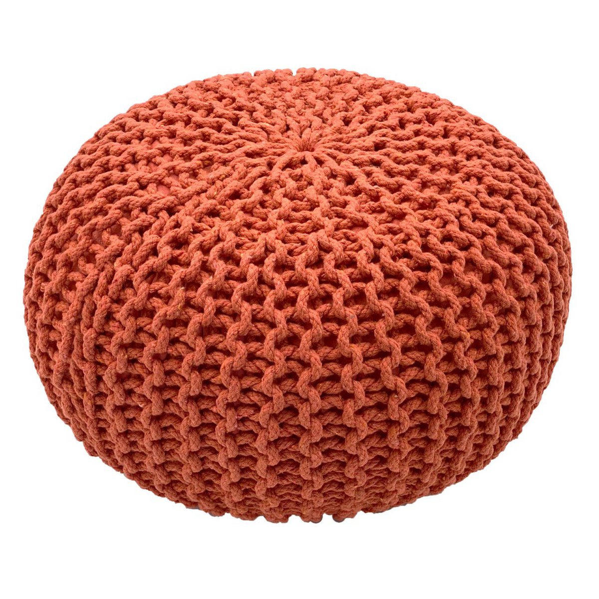 Pouf Ø 55 cm Strickhocker Sitzpouf Sitzpuff Bodenkissen Grobstrick-Optik extrahoch Höhe 37 cm