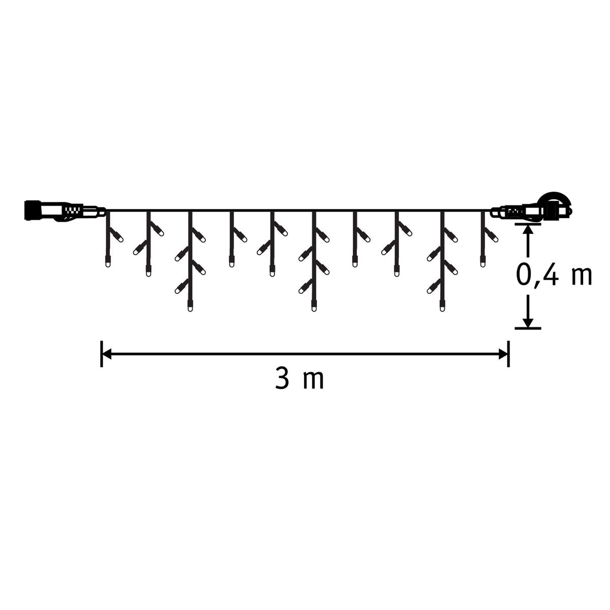 Connect XP Level Lichtvorhang mit 38 LED-Lichtern – L300 x H40 cm – Warmweiß