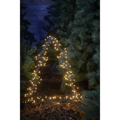 Garden d'Light Weihnachtsbaum-Gartenstecker mit klassischer weißer LED-Beleuchtung – L72 x H100 cm – Schwarz