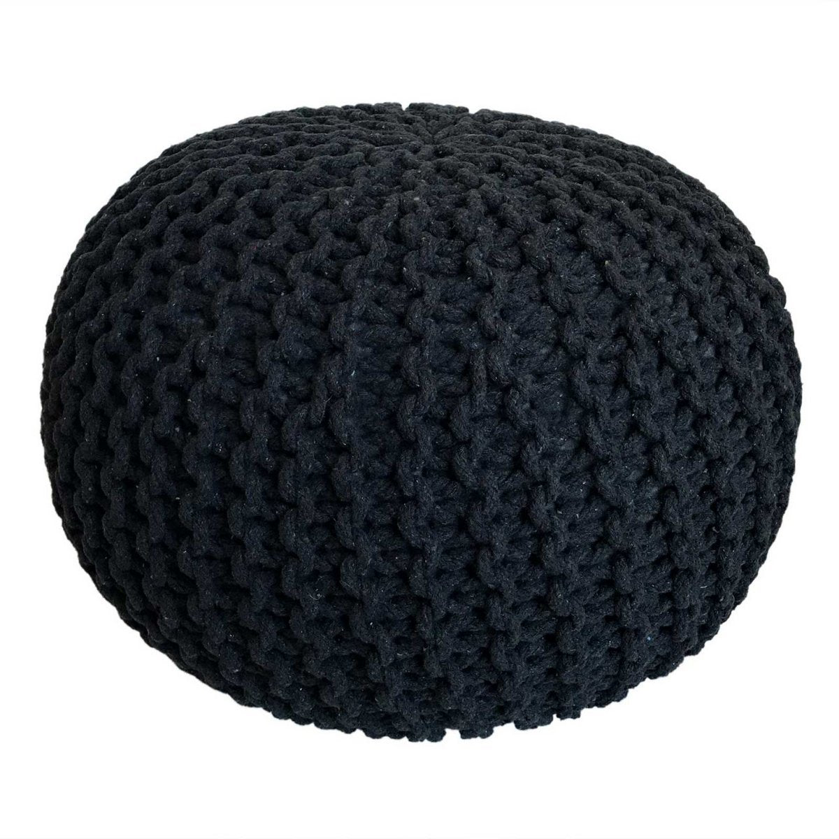 Pouf Set 3 Stück Ø 55 cm Strickhocker Sitzhocker Hocker Bodenkissen Grobstrick-Optik