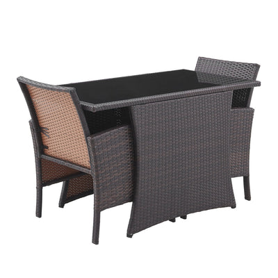 Rattan Sitzgruppe Vireo 5-tlg. Braun/Schwarz inkl. Sitzkissen Outdoor Polyrattan