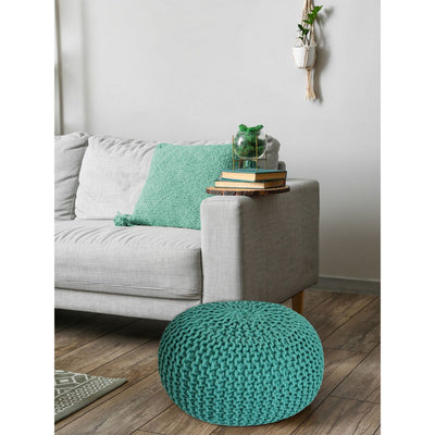 Pouf Ø 55 cm Strickhocker Sitzpouf Sitzpuff Bodenkissen Grobstrick-Optik extrahoch Höhe 37 cm