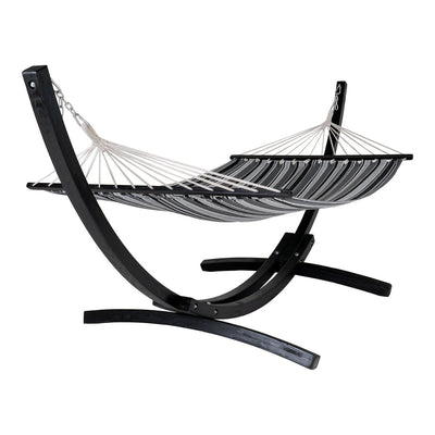 Tripoli Hammock – Hängematte auf Holzständer, Lärche, Polyester/Baumwolle, schwarz/grau/weiß