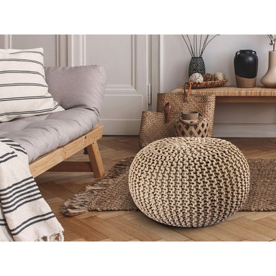 Pouf Ø 55 cm Strickhocker Sitzpouf Sitzpuff Bodenkissen Grobstrick-Optik extrahoch Höhe 37 cm