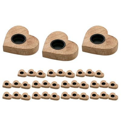 Teelichthalter Masterbox 12x 3er Set Kerzenständer Teelichter 12x11cm Herzilein Mangoholz