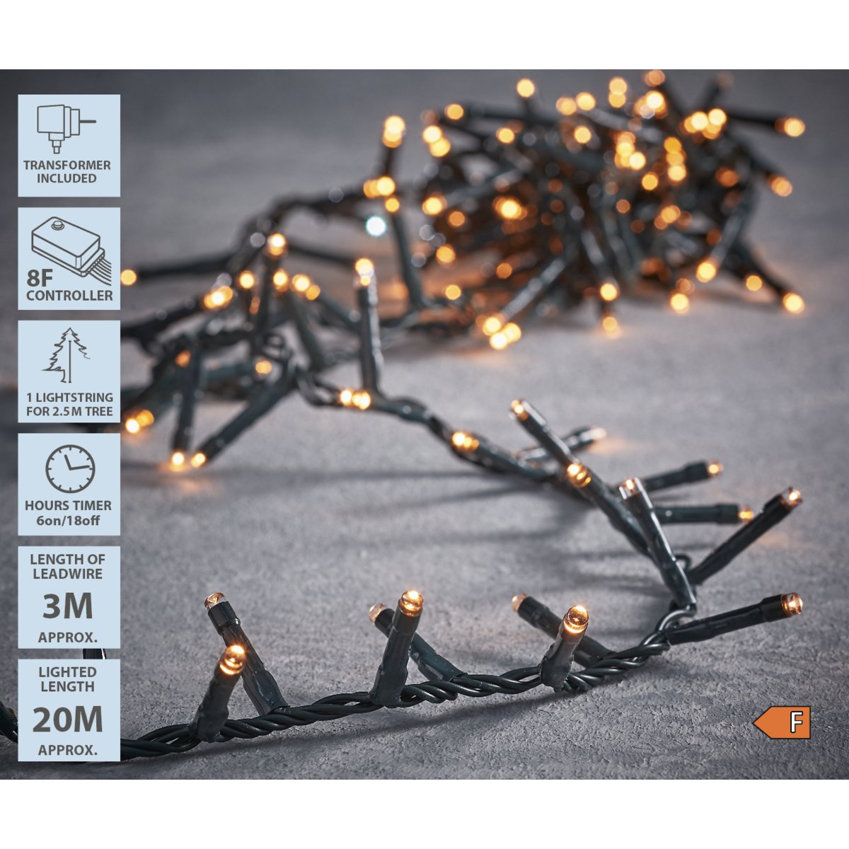 Lichterkette-Weihnachtsbaumbeleuchtung mit 1000 LED-Lichtern – L2000 cm – Warmweiß