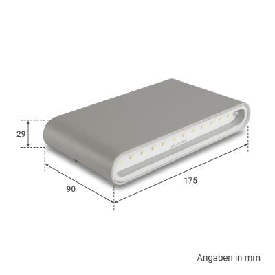 Wandleuchte Slide UP and DOWN 3000K IP54 - Watt: 12W - Farbe: Silber