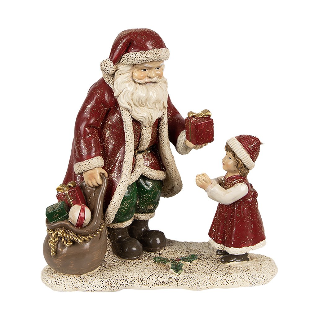 Weihnachtsdekoration Statue Weihnachtsmann Rot 14x9x14 cm