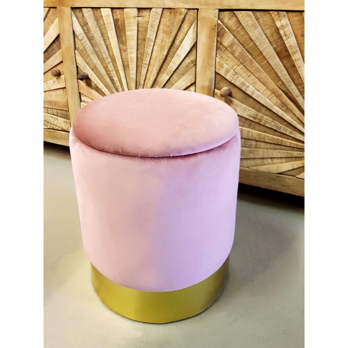 Samthocker Deko Hocker Samt Pouf Dekopouf Velour Hocker mit Stauraum u. Deckel Ø 31 H 38 cm