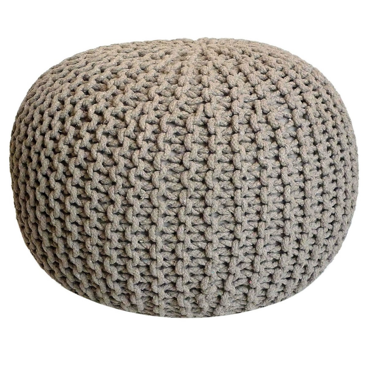 Sitzhocker Pouf SET 2 Stück Strickhocker Bodenkissen Grobstrick-Optik Ø 55 cm H 37 cm