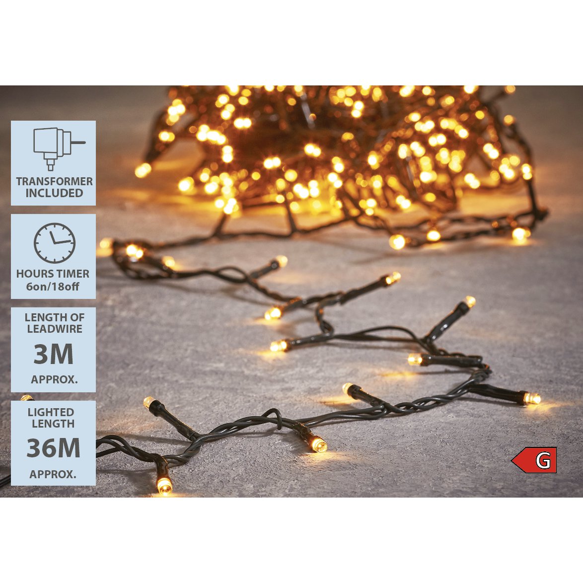 Weihnachtsbeleuchtung mit 480 LED-Lichtern – L3600 cm – Warmweiß