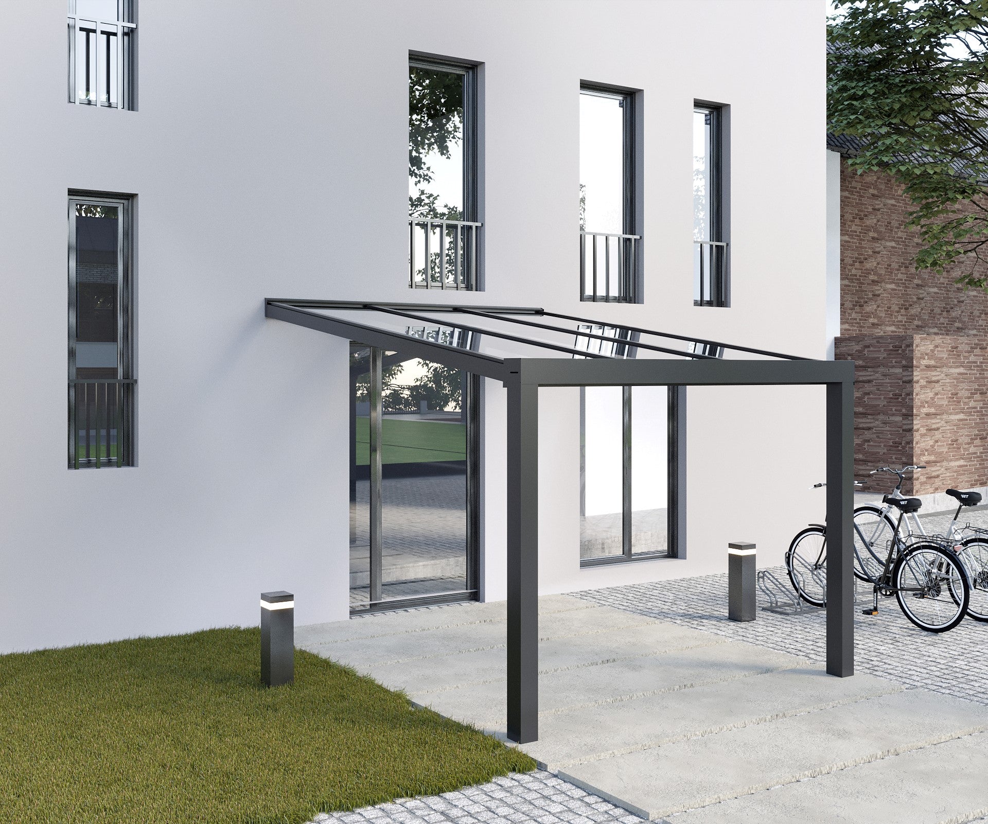 Klarglas Aluminium Terrassenüberdachung 8mm VSG