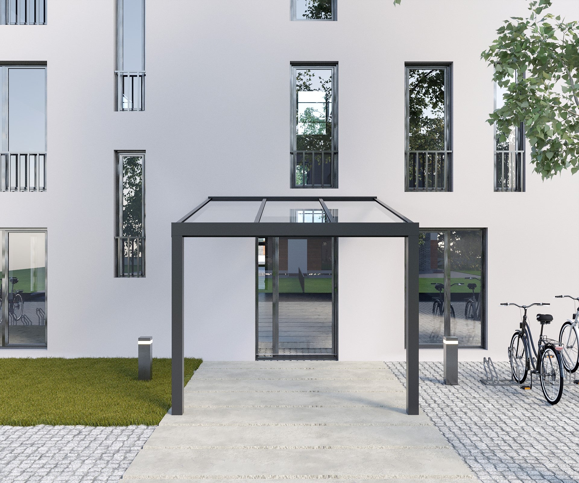 Klarglas Aluminium Terrassenüberdachung 8mm VSG