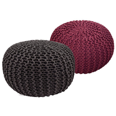 Sitzhocker Pouf SET 2 Stück Strickhocker Bodenkissen Grobstrick-Optik Ø 55 cm H 37 cm