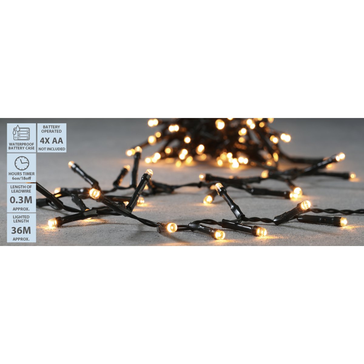 Weihnachtsbeleuchtung mit 480 LED-Lichtern – L3600 cm – Warmweiß