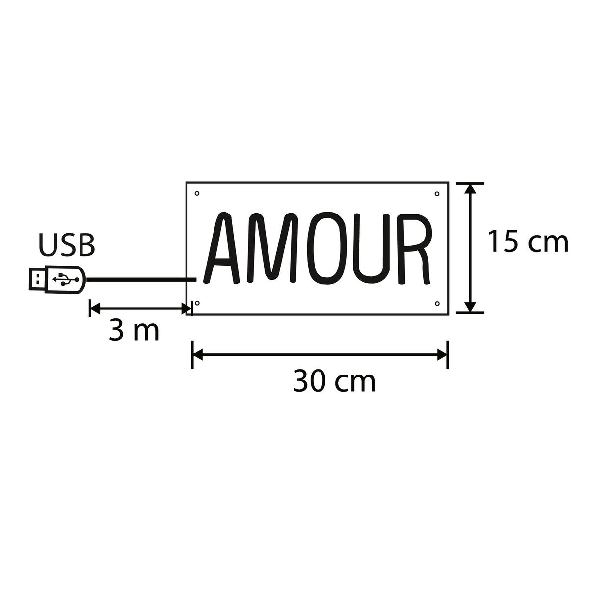 Amour Neonbeleuchtung – L30 x B15 cm – Weiß