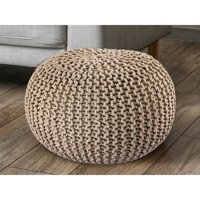 Pouf Ø 55 cm Strickhocker Sitzpouf Sitzpuff Bodenkissen Grobstrick-Optik extrahoch Höhe 37 cm