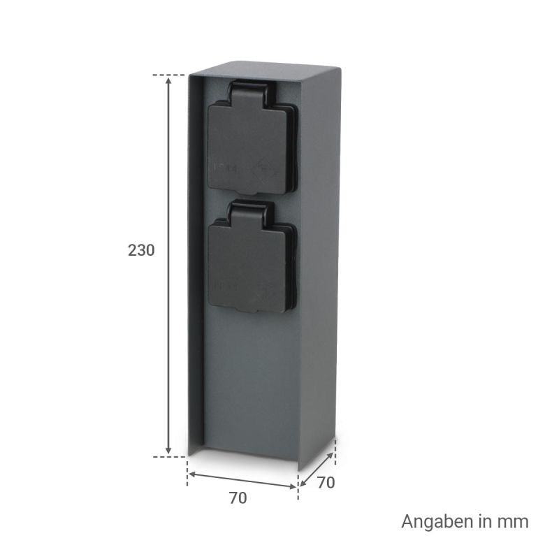 Gartensteckdosensäule für außen IP44 eckig 23cm