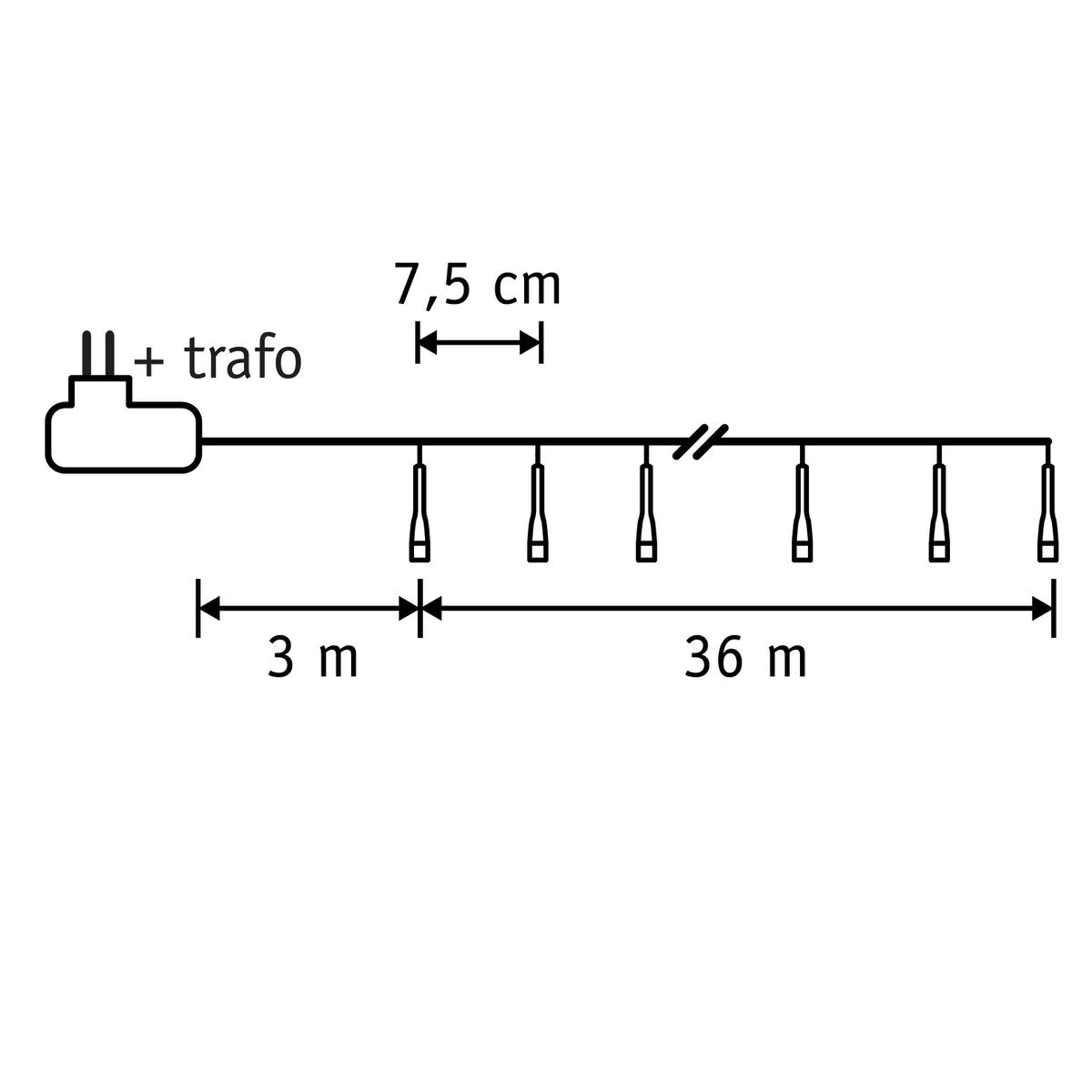 Weihnachtsbeleuchtung mit 480 LED-Lichtern – L3600 cm – Warmweiß