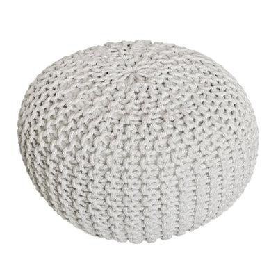 Pouf Set 3 Stück Ø 55 cm Strickhocker Sitzhocker Hocker Bodenkissen Grobstrick-Optik