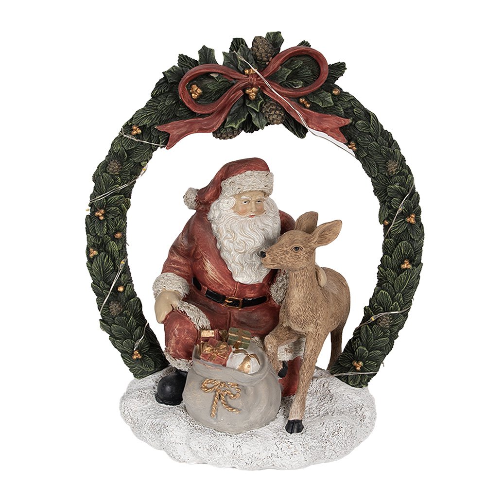 Weihnachtsdekoration Statue Weihnachtsmann Rot, Grün 19x12x23 cm