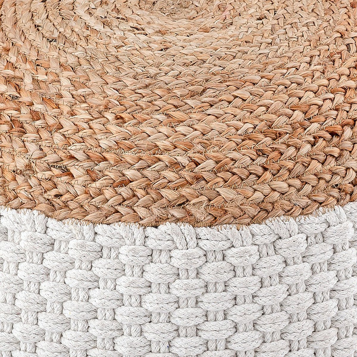 Sitzpouf Jute Sitzhocker rund 50x50 cm Deko Hocker Jute natur Sitzpouf Bodenkissen Fußhocker