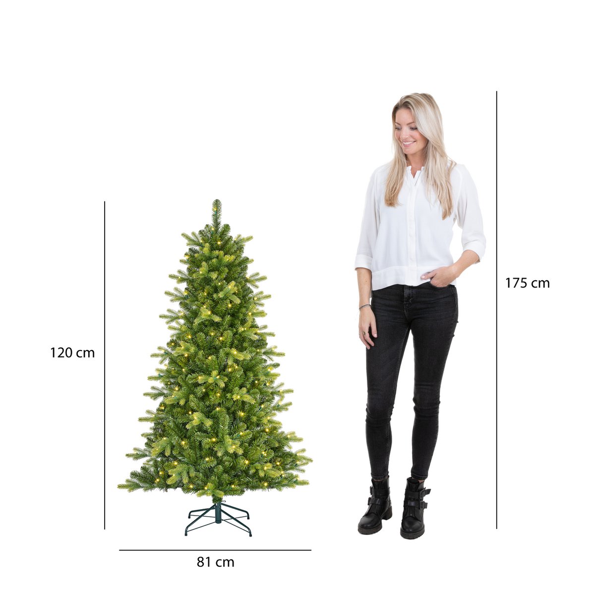 Weihnachtsbaum Dayton mit LED-Beleuchtung – H120 x Ø81 cm – Grün