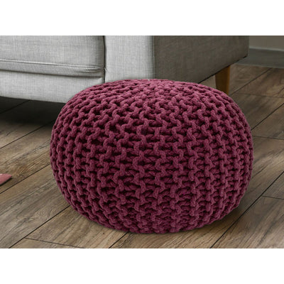 Pouf Ø 55 cm Strickhocker Sitzpouf Sitzpuff Bodenkissen Grobstrick-Optik extrahoch Höhe 37 cm