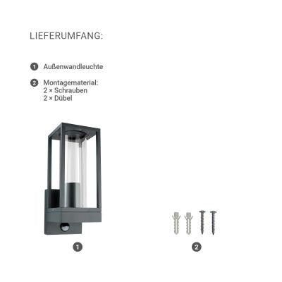 Wandleuchte Vintage E27 anthrazit RAL 7016 - Bewegungsmelder: mit