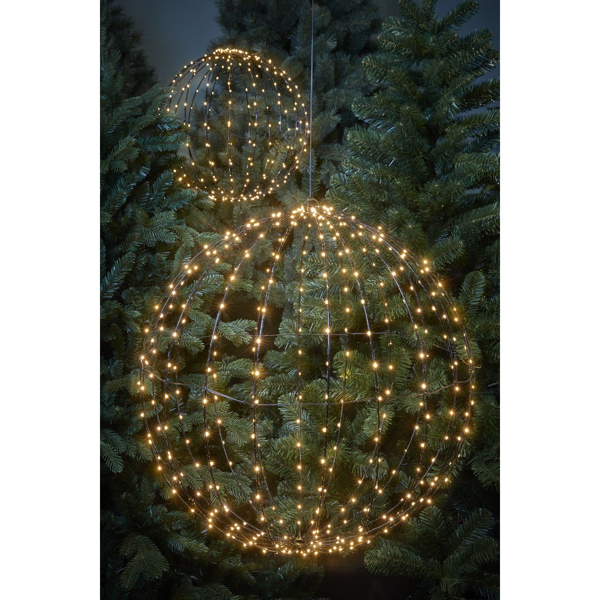 Weihnachtsbeleuchtungskugel mit warmweißen LED-Lichtern – Ø40 cm – Schwarz