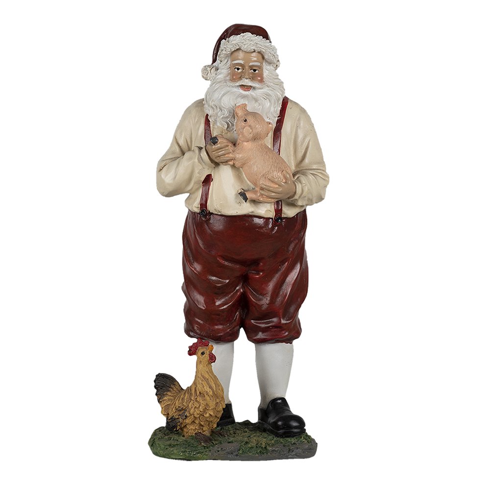 Weihnachtsdekoration Statue Weihnachtsmann Rot, Beige 11x9x27 cm