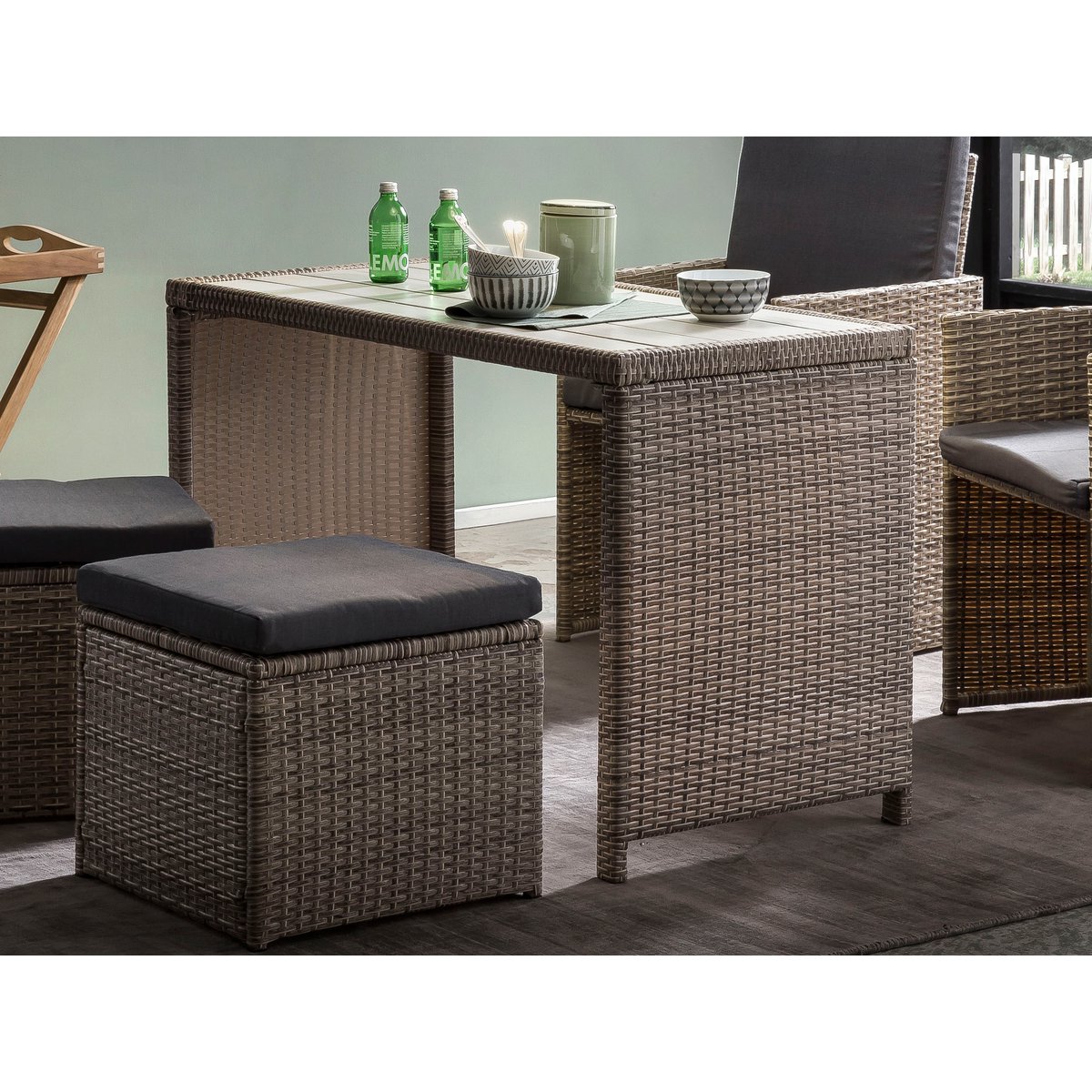 Rattan Sitzgruppe 'Tembo' Outdoor inkl. Kissen 5 Teilig