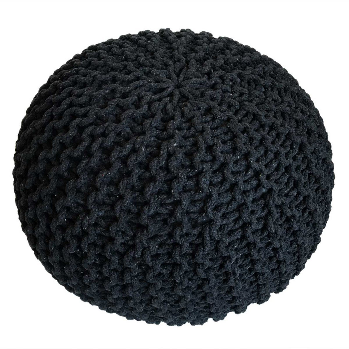 Pouf Set 3 Stück Ø 55 cm Strickhocker Sitzhocker Hocker Bodenkissen Grobstrick-Optik