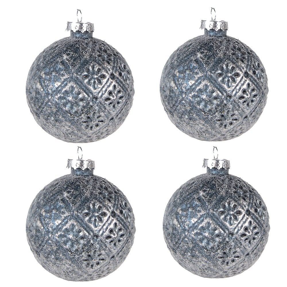 Weihnachtskugeln 4er Set Blau 8x8 cm