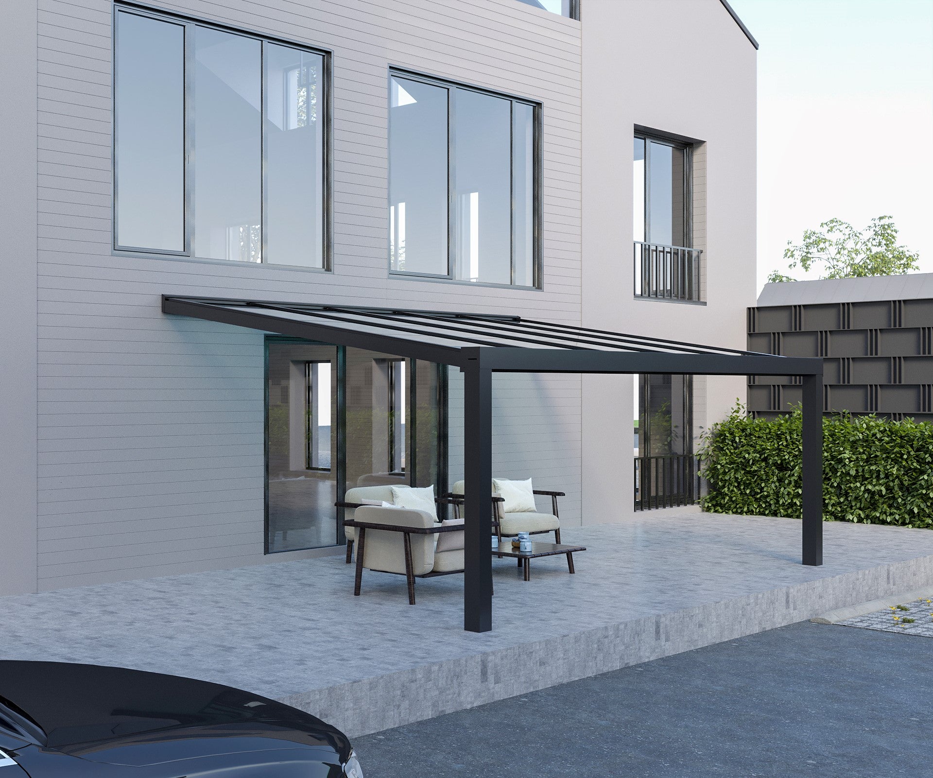 Klarglas Aluminium Terrassenüberdachung 8mm VSG