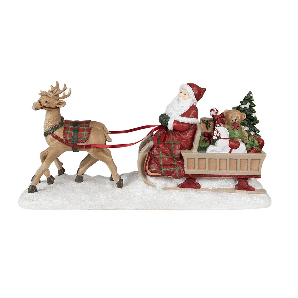 Weihnachtsdekoration Statue Weihnachtsmann Rot, Braun 41x11x19 cm