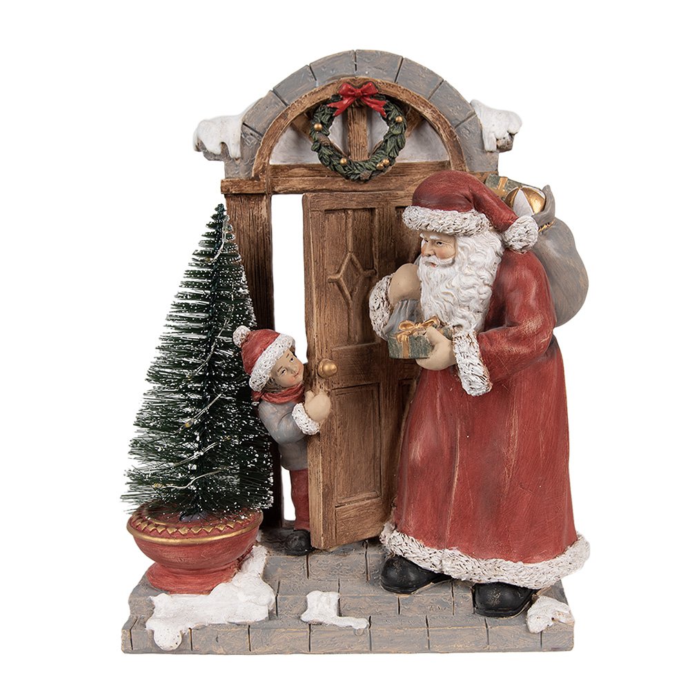 Weihnachtsdekoration Statue Weihnachtsmann Rot, Braun 18x8x22 cm