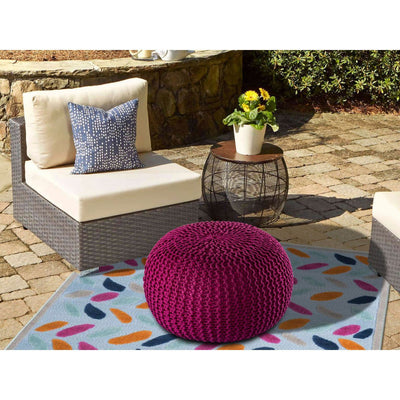 Pouf PREMIUM ø45cm Sitzhocker Strickpouf Innen Terrasse Pool Garten nachhaltig