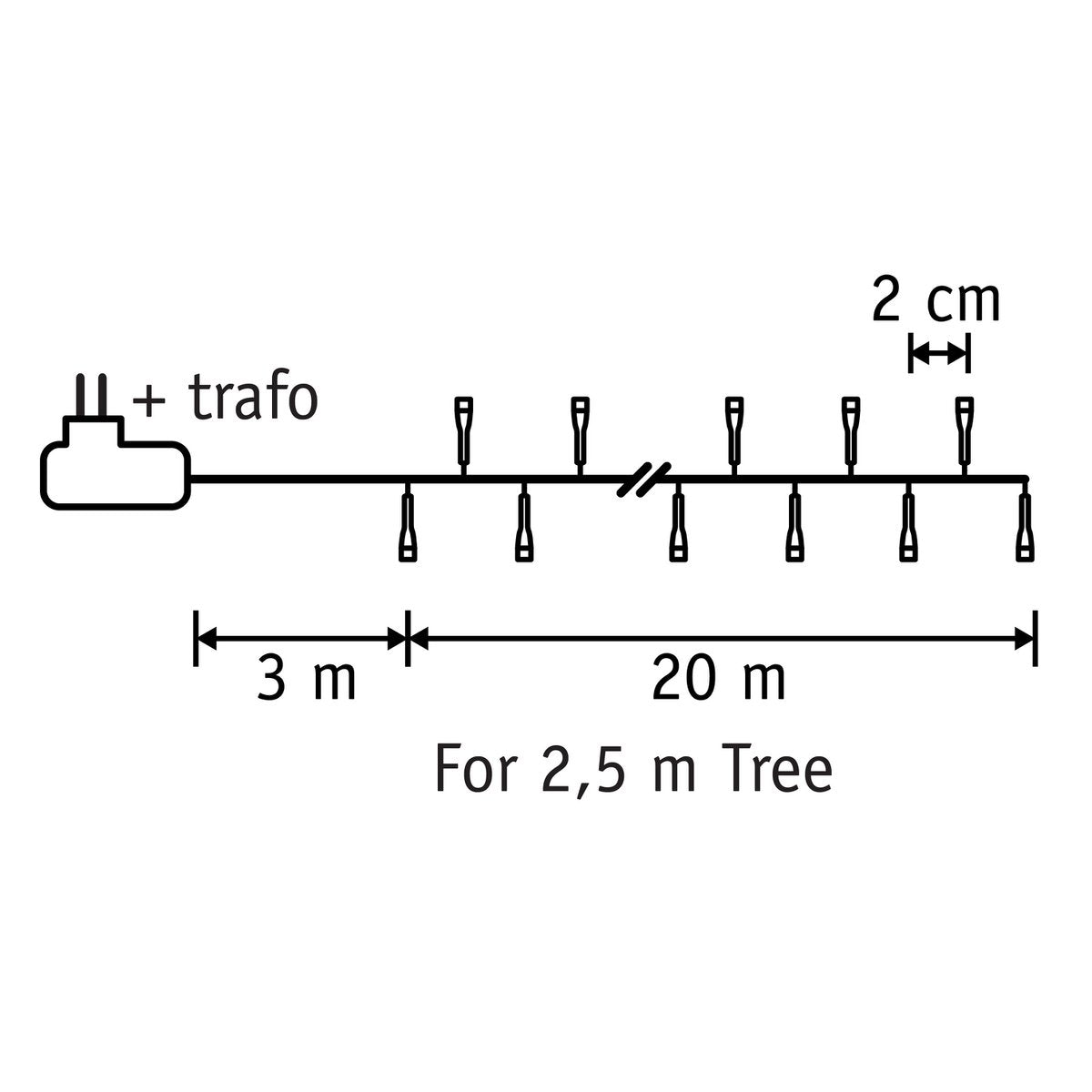 Lichterkette-Weihnachtsbaumbeleuchtung mit 1000 LED-Lichtern – L2000 cm – Mehrfarbig