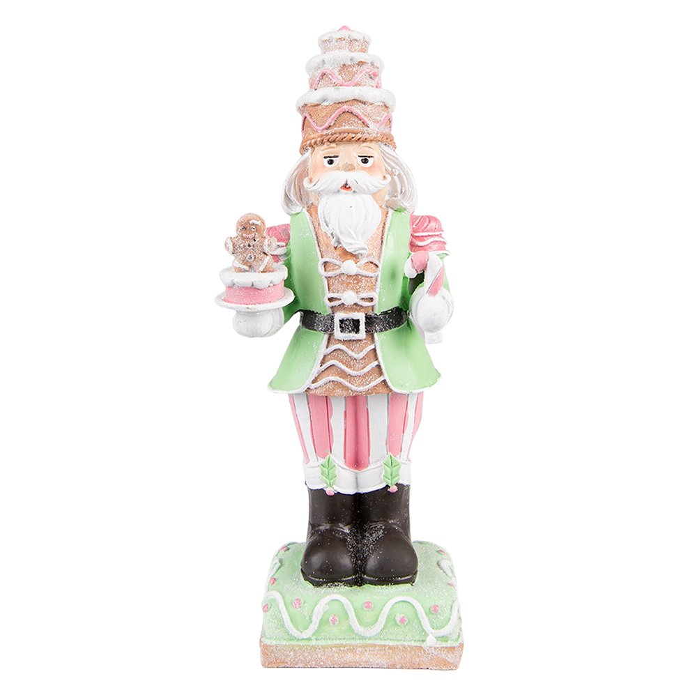 Weihnachtsdekoration Figur Nussknacker Grün, Rosa 9x6x24 cm