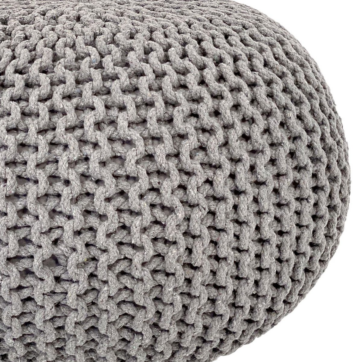 Pouf Ø 55 cm Strickhocker Sitzpouf Sitzpuff Bodenkissen Grobstrick-Optik extrahoch Höhe 37 cm