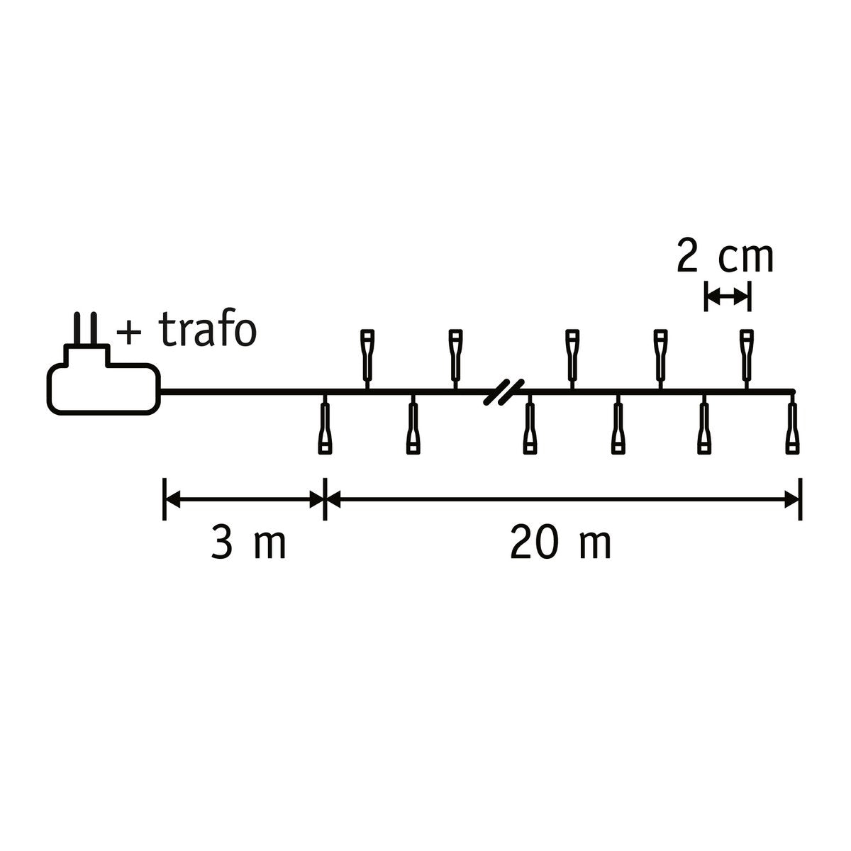 Luca Smart Lighting Schlangen-Weihnachtsbaumbeleuchtung mit 1000 LED-Lichtern – L2000 cm – Warmweiß