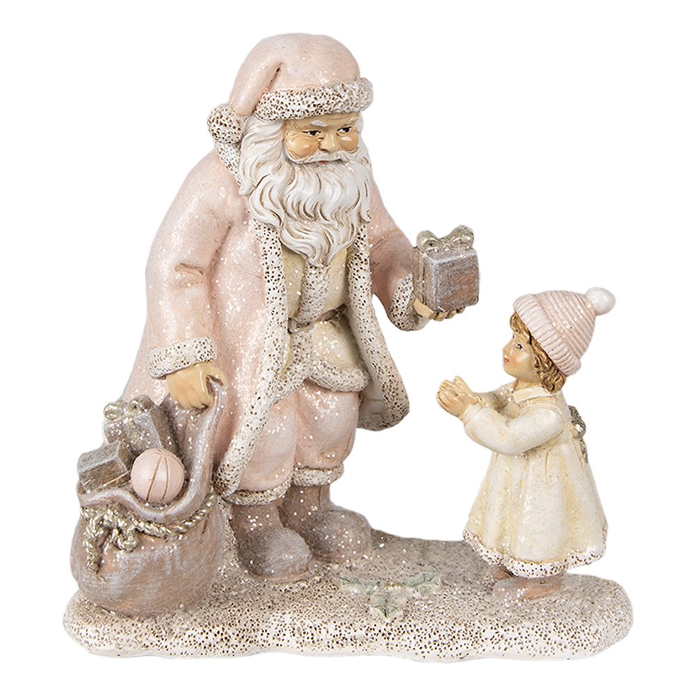 Weihnachtsdekoration Statue Weihnachtsmann Rosa 14x9x14 cm