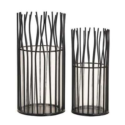 Windlicht 8-teilig Set 2 x 4 VE Kerzenhalter Teelichthalter Loft schwarz o. silber Kerzenständer